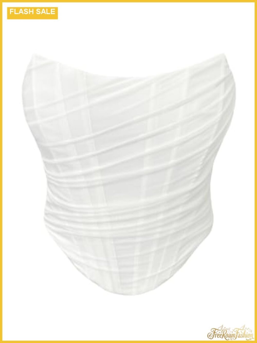Mesh Strapless Corset Crop Top Boned Zip Back Bustier
